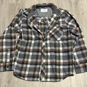 Green and Brown Button Down Flannel Shirt